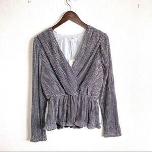 3/$25 Endless Rose Metallic Wrap Front Blouse